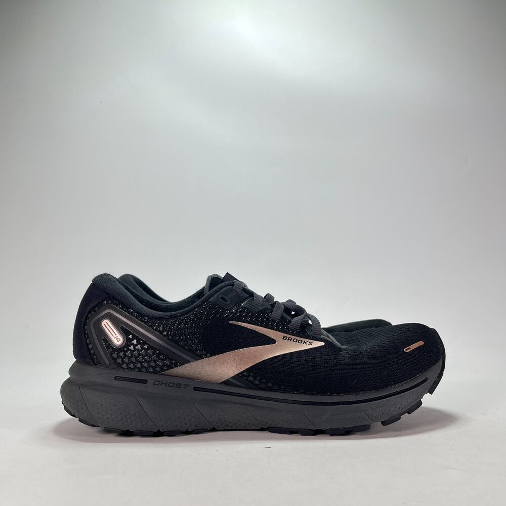 Brooks Ghost 14 Black Rose Gold Road Running Shoes 1203561B032 Women's Size 9.5